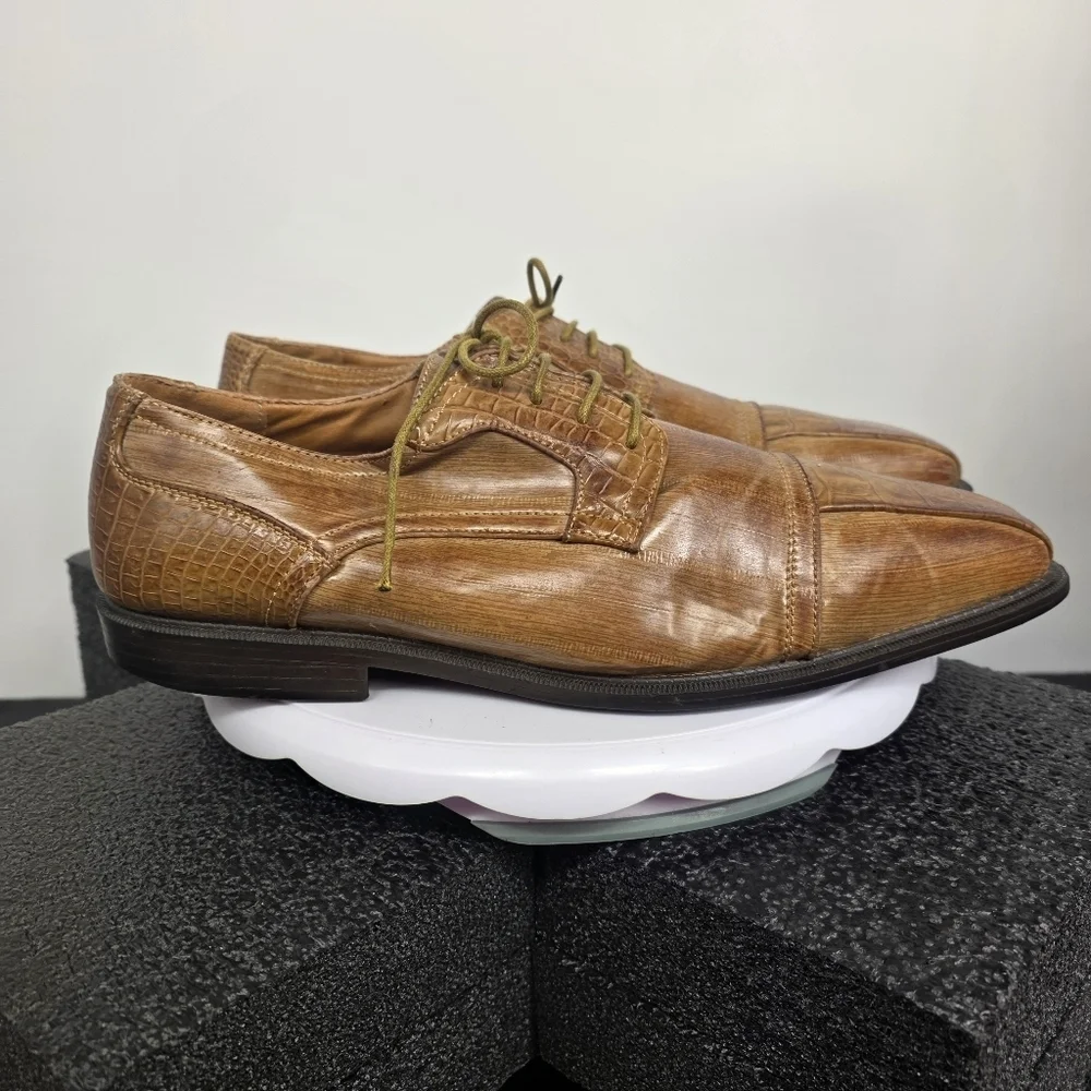 Lucio Ricci Tan Faux Crocodile Cap Toe Oxfords Men's 13 D Shoes